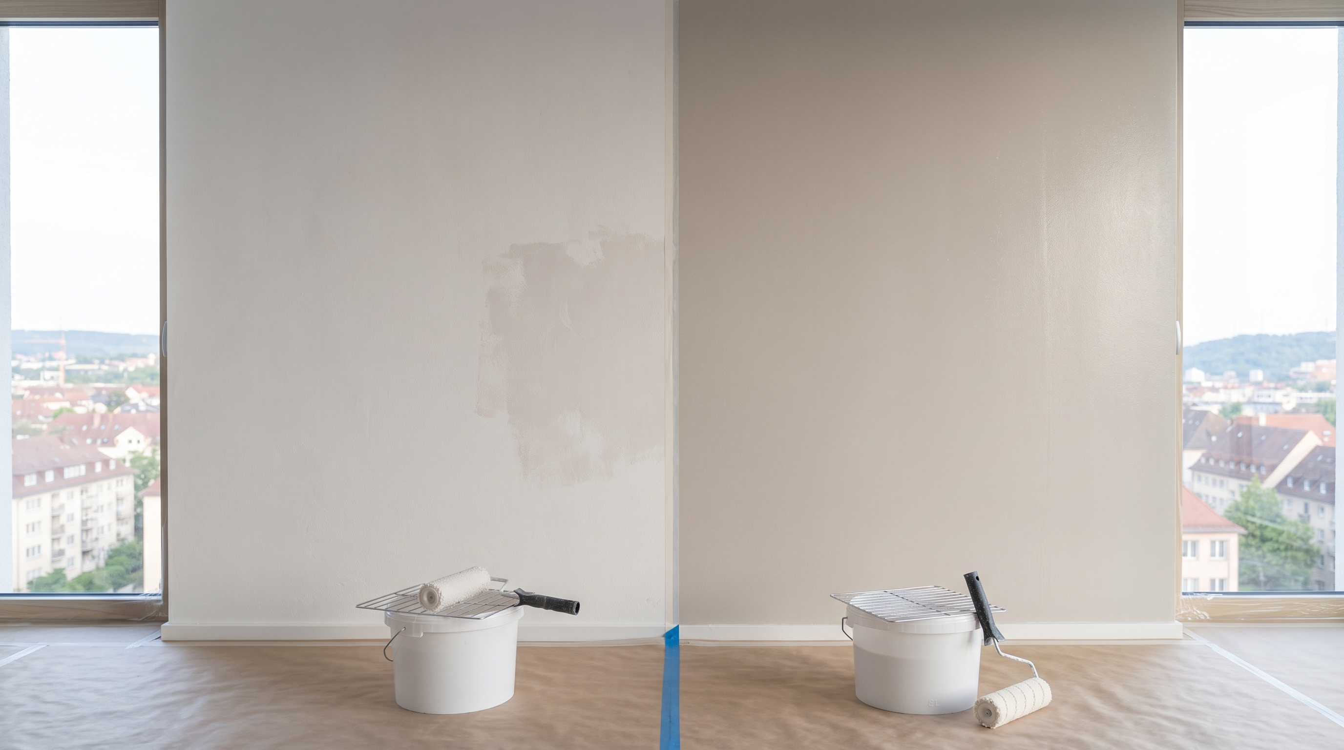 Tiefengrund mit der Rolle auf die Wand auftragen