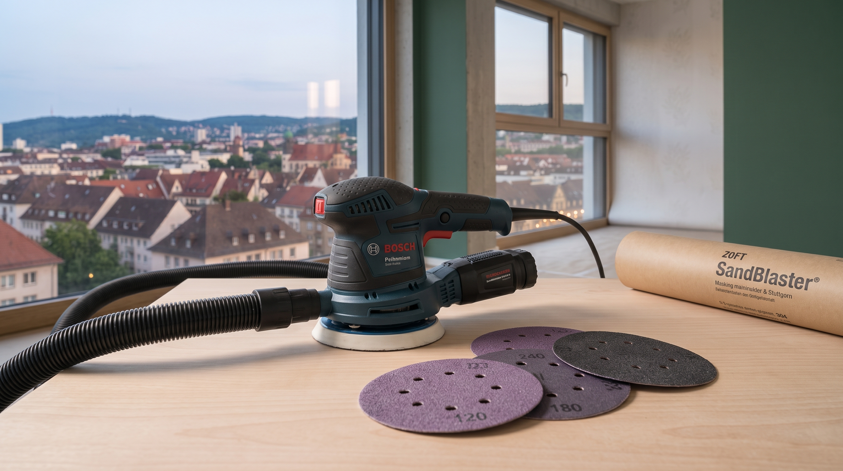 Wände schleifen mit einer Langhalsschleifmaschine
